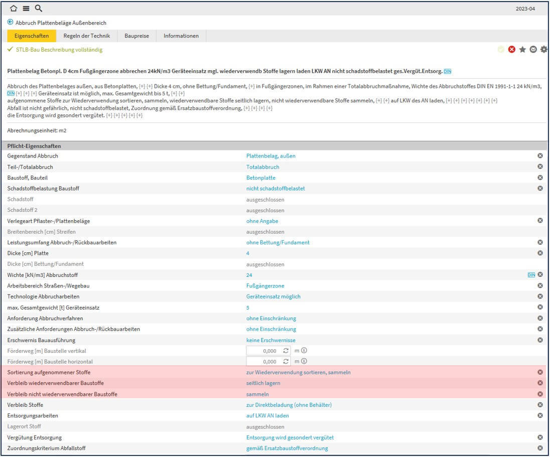 Screenshot STLB-Bau - Abbruch Plattenbeläge Außenbereich